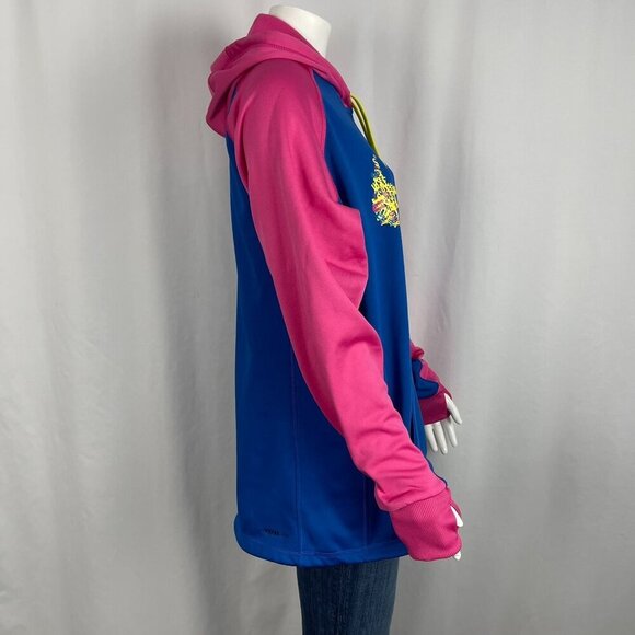 Nike Therma-Fit Womens Retro Style Hoodie Large Pink Blue Swoosh - Picture 2 of 6